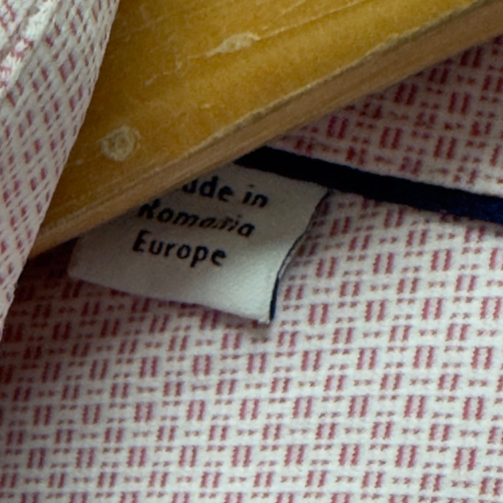 Eton Men's 15.5/39 Slim Pink/White Geometric Performance Stretch Dress Shirt euc - Picture 4 of 7